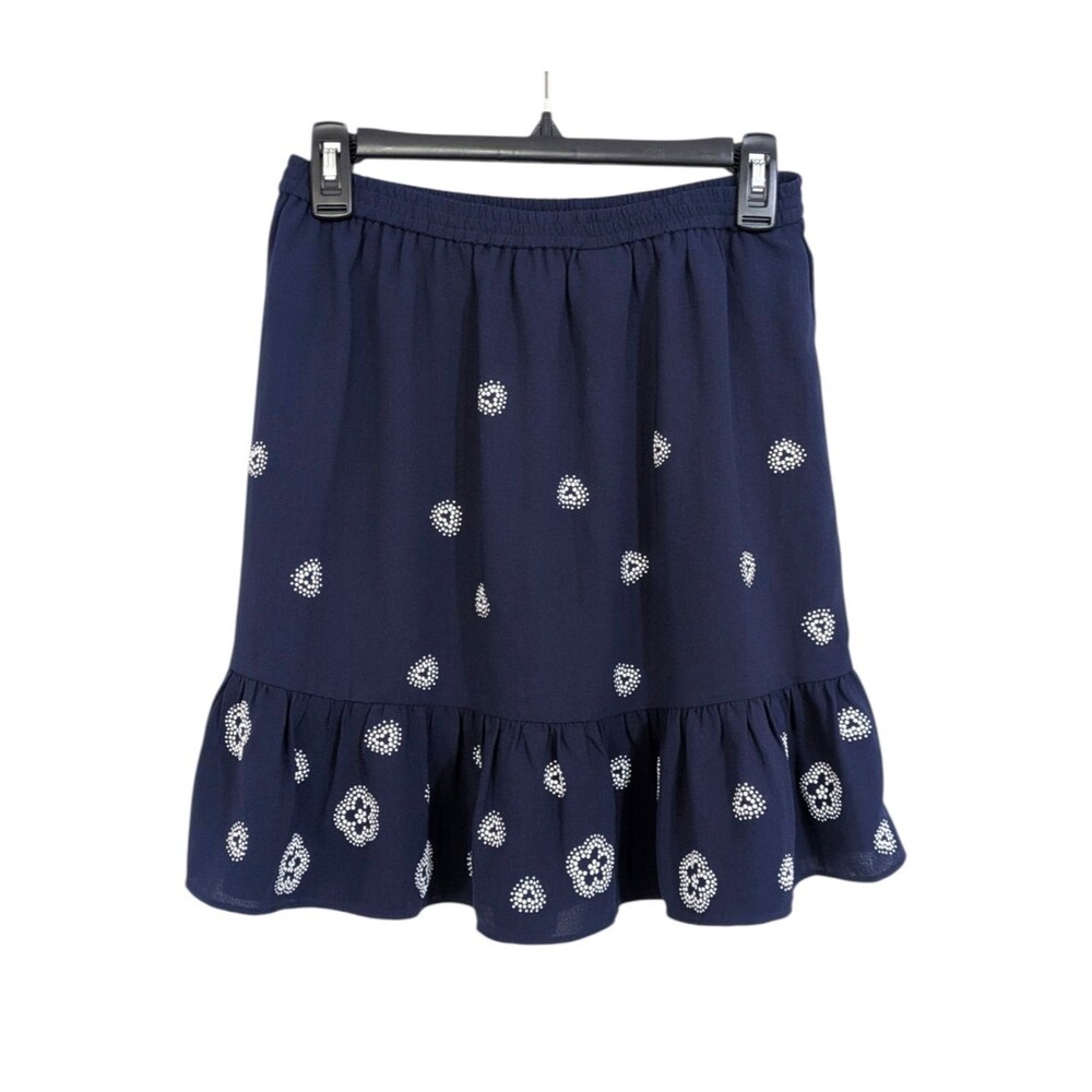 MICHAEL Michael Kors Navy & White Pull On Stretch Waist Skirt Size Small Womens